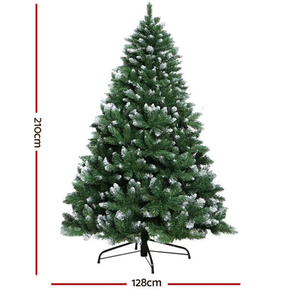 Jingle Jollys Christmas Tree 2.1m Snowy Xmas Tree Decoration 905 Tips - Image 2