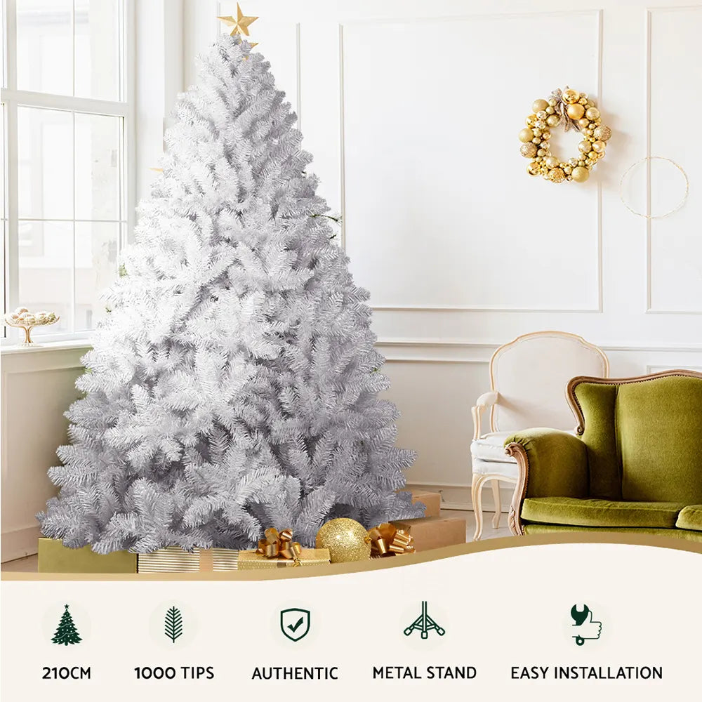 Jingle Jollys Christmas Tree 2.1m 1000 White Tips Xmas Tree Decorations - Image 3