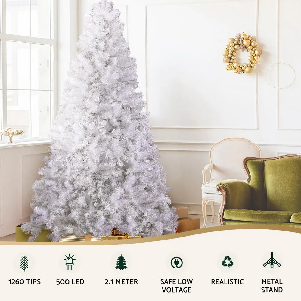 Jingle Jollys Christmas Tree 2.1m 500 LED Xmas Tree Decorations White 1260 Tips - Image 4
