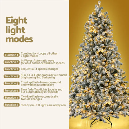 Jingle Jollys Christmas Tree 2.1m Snow Flocked LED Xmas Decoration 8 Light Modes - Image 5