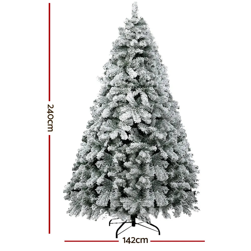 Jingle Jollys Christmas Tree 2.4m Snow Flocked Xmas Tree Decorations 1165 Tips - Image 2