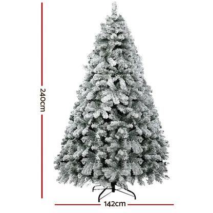 Jingle Jollys Christmas Tree 2.4m Snow Flocked Xmas Tree Decorations 1165 Tips - Image 2