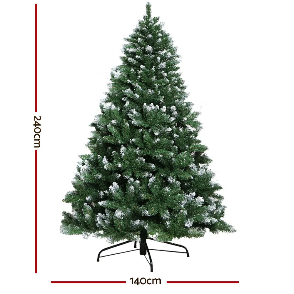 Jingle Jollys Christmas Tree 2.4m Snowy Xmas Tree Decoration 1225 Tips - Image 2