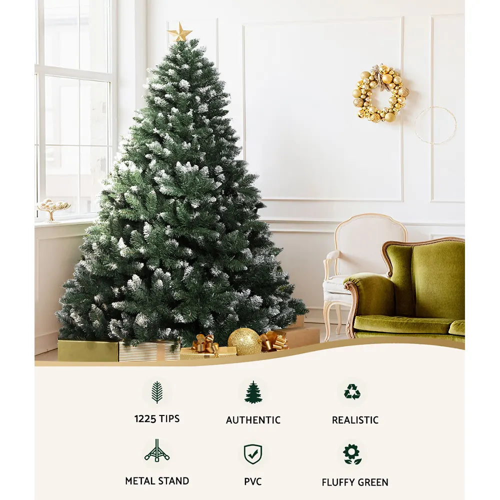 Jingle Jollys Christmas Tree 2.4m Snowy Xmas Tree Decoration 1225 Tips - Image 4