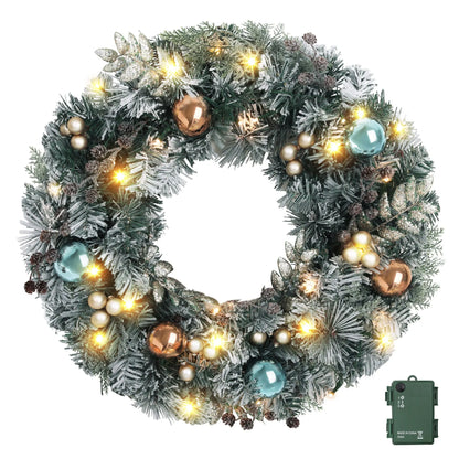 Jingle Jollys 60cm Christmas Wreath with LED Lights Snowy Garland Xmas Decor - Image 4