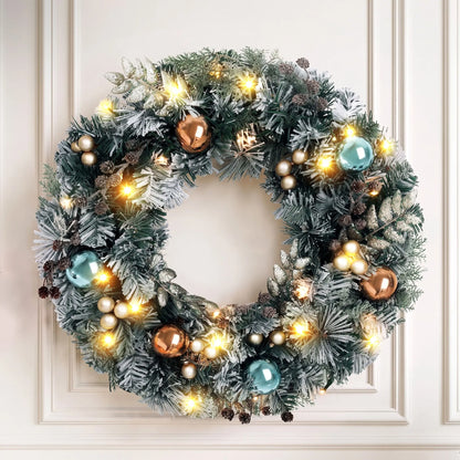 Jingle Jollys 60cm Christmas Wreath with LED Lights Snowy Garland Xmas Decor - Image 9