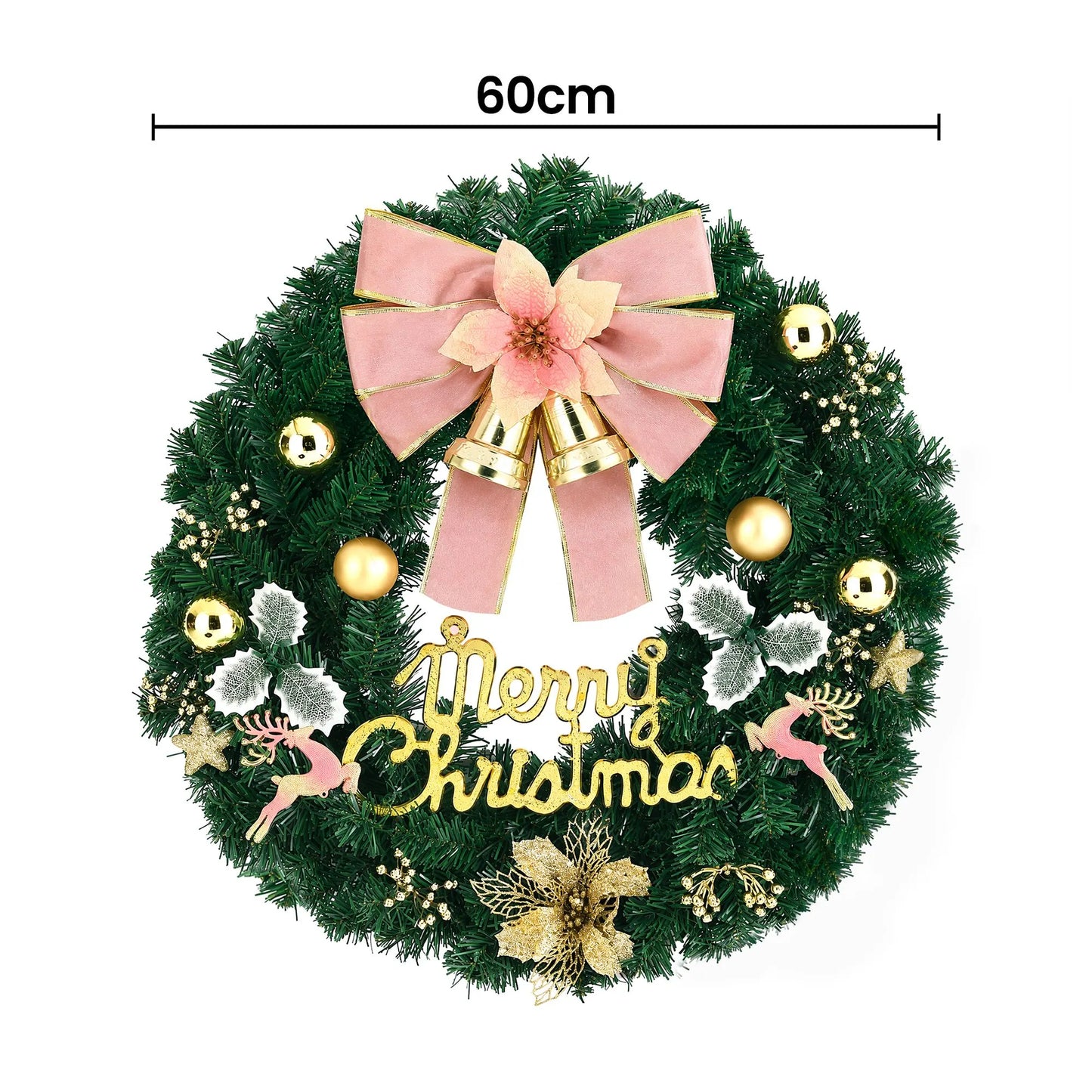 Jingle Jollys Christmas Wreath 60CM Garland Flowers Baubles Party Decorations - Image 2