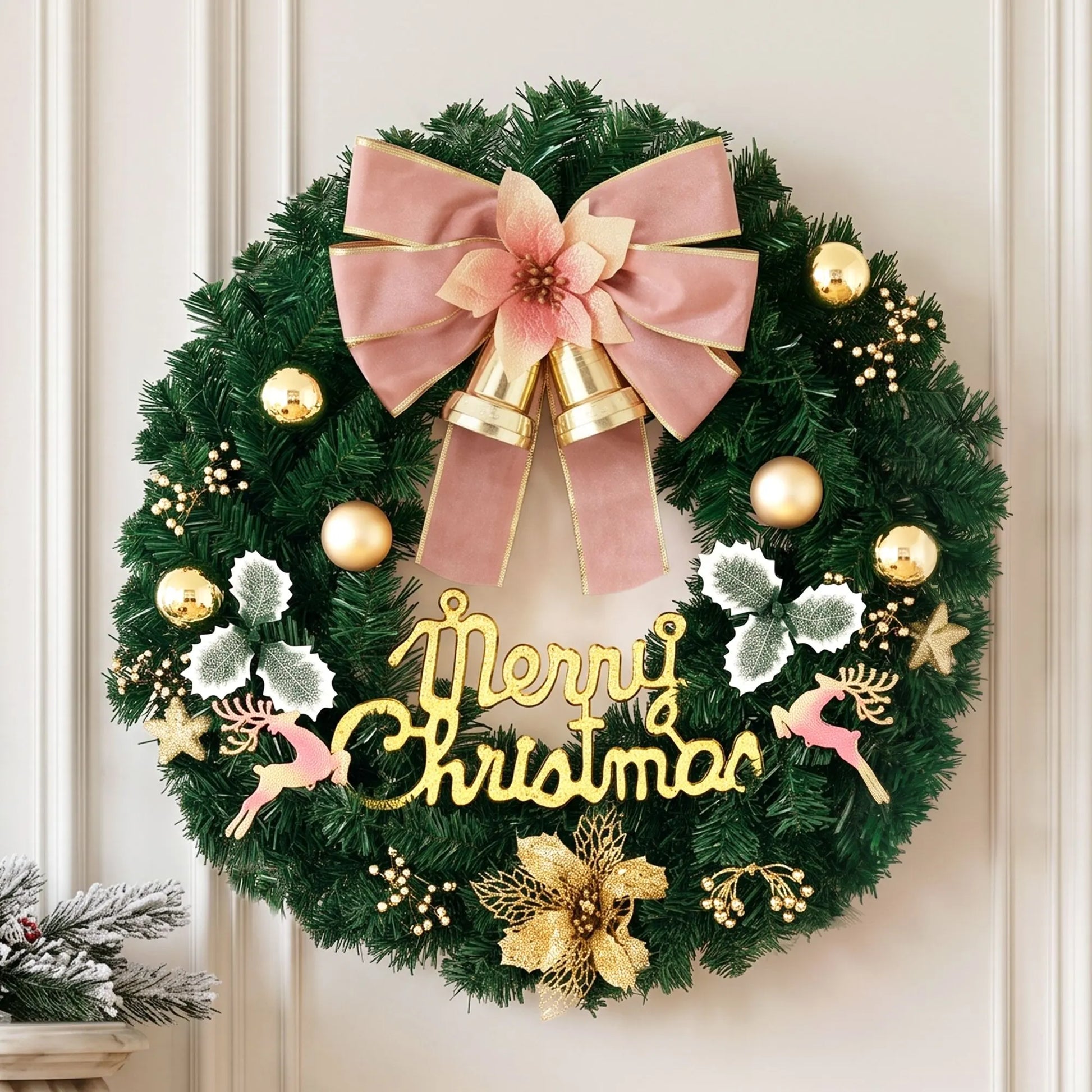 Jingle Jollys Christmas Wreath 60CM Garland Flowers Baubles Party Decorations - Image 7
