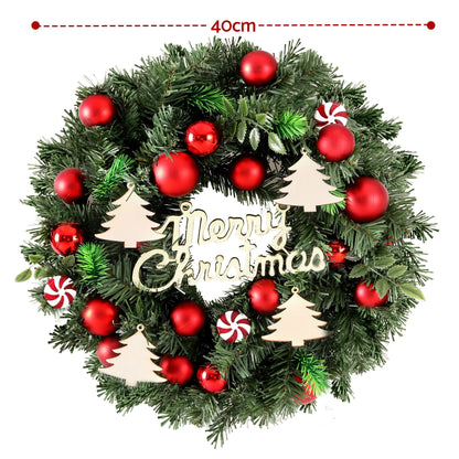Jingle Jollys Christmas Wreath 40CM Xmas Garland Baubles Ornaments Party Decor - Image 2