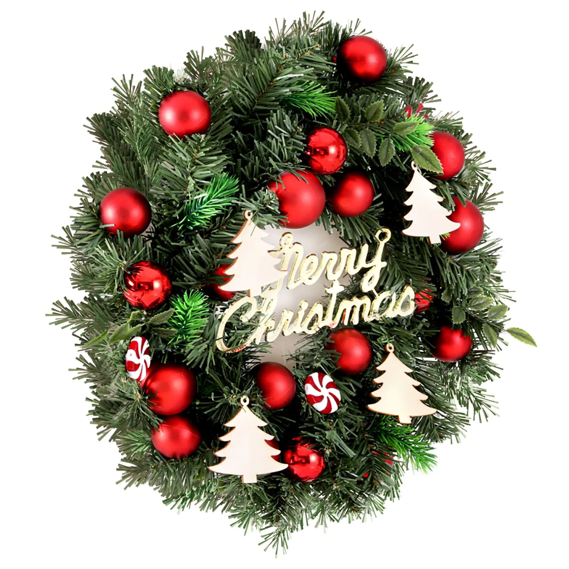 Jingle Jollys Christmas Wreath 40CM Xmas Garland Baubles Ornaments Party Decor - Image 3