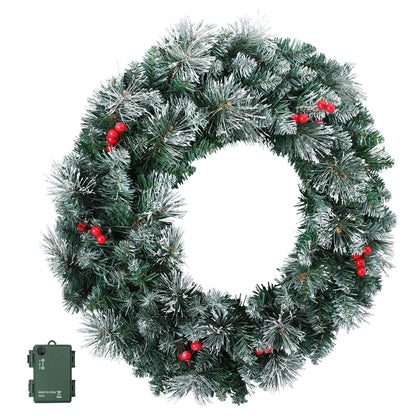 Jingle Jollys 60cm Christmas Wreath LED Lights Snowy Berries Garland Party Decor - Image 3