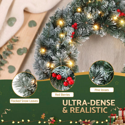 Jingle Jollys 60cm Christmas Wreath LED Lights Snowy Berries Garland Party Decor - Image 7
