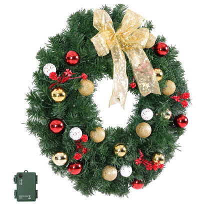 Jingle Jollys Christmas Wreath 60CM LED Garland Berries Bow Baubles Xmas Decor - Image 3