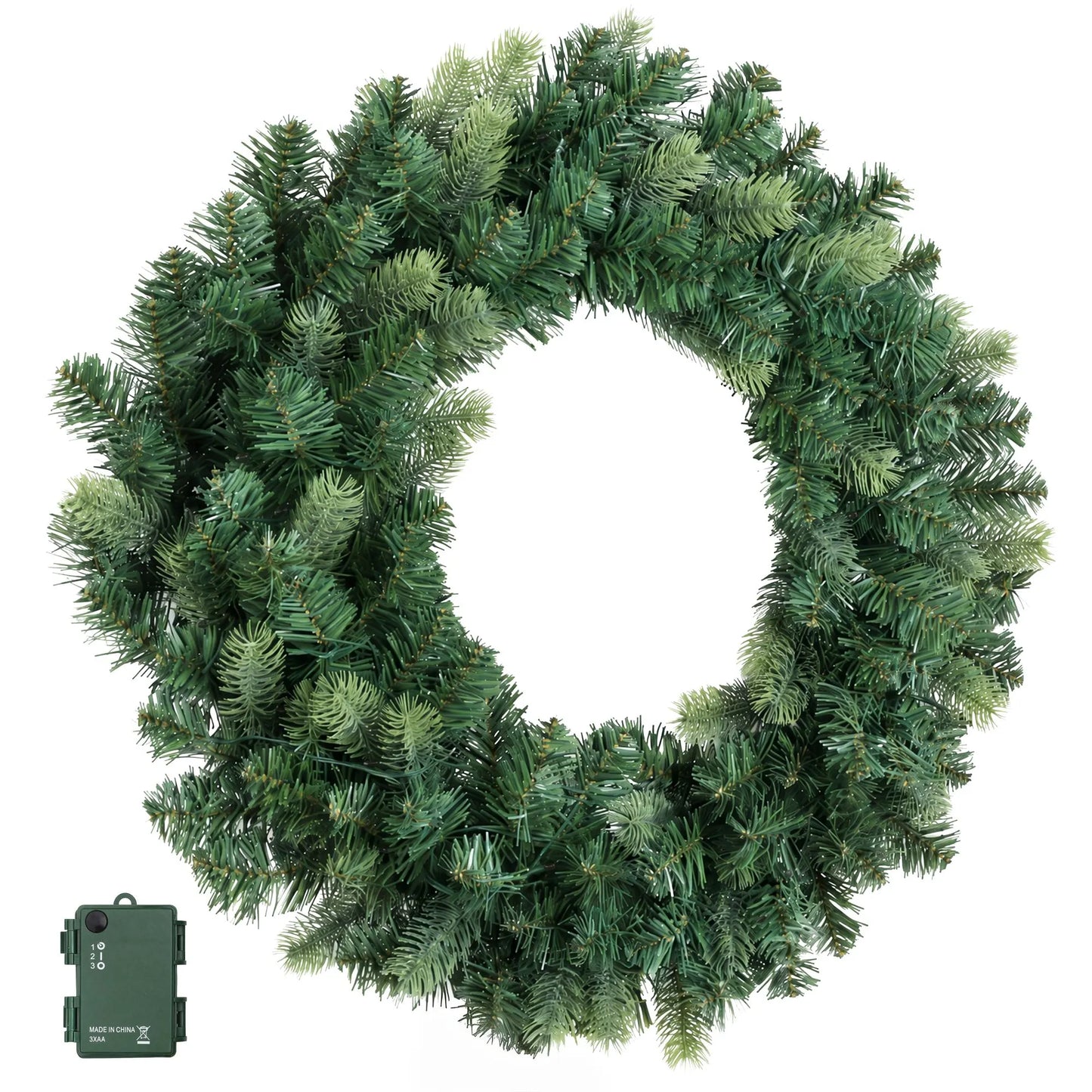 Jingle Jollys 60cm Pre-Lit Christmas Wreath GarlandsWarm White LED Light Door Wreaths Battery Timer - Image 3