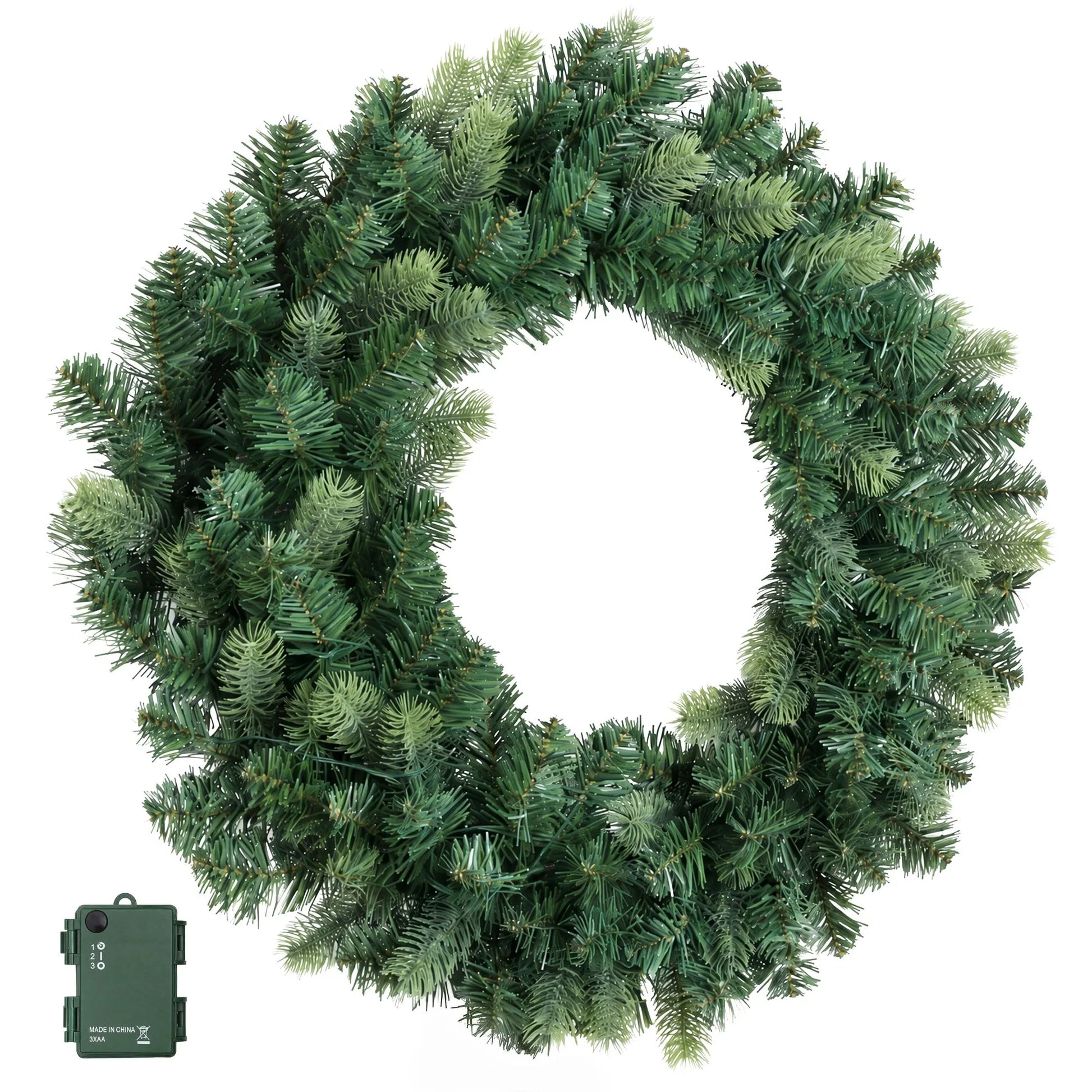 Jingle Jollys 60cm Pre-Lit Christmas Wreath GarlandsWarm White LED Light Door Wreaths Battery Timer - Image 3