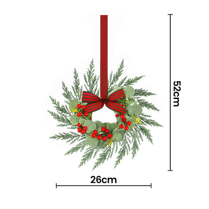 Jingle Jollys 6x Christmas Wreath Garland 26cm Pre-lit Wreaths Red Berries Bow - Image 2