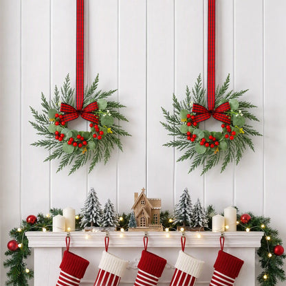 Jingle Jollys 6x Christmas Wreath Garland 26cm Pre-lit Wreaths Red Berries Bow - Image 7