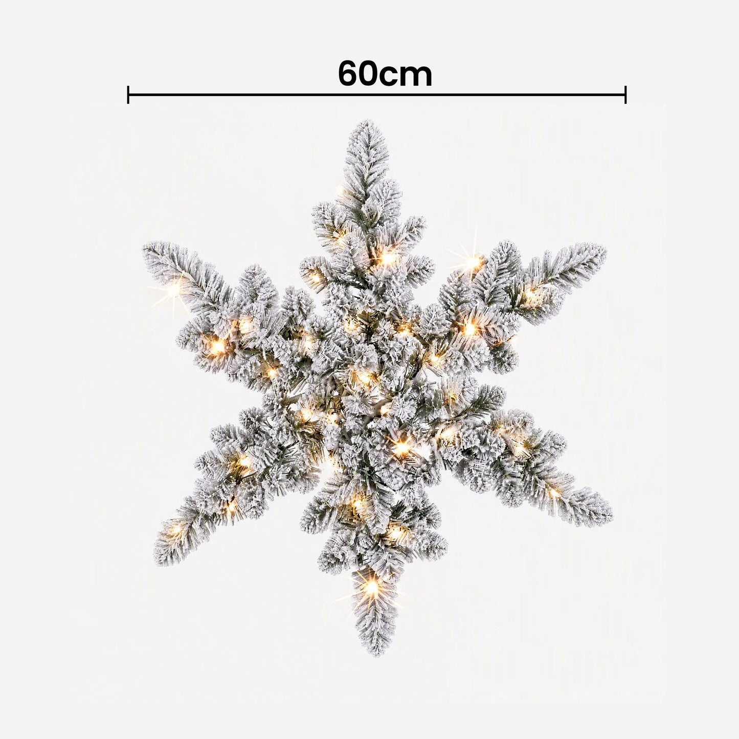 Jingle Jollys 60cm Flocked Snowflake Christmas Wreath Garland Pre-Lit 40 LED Light Decor - Image 2