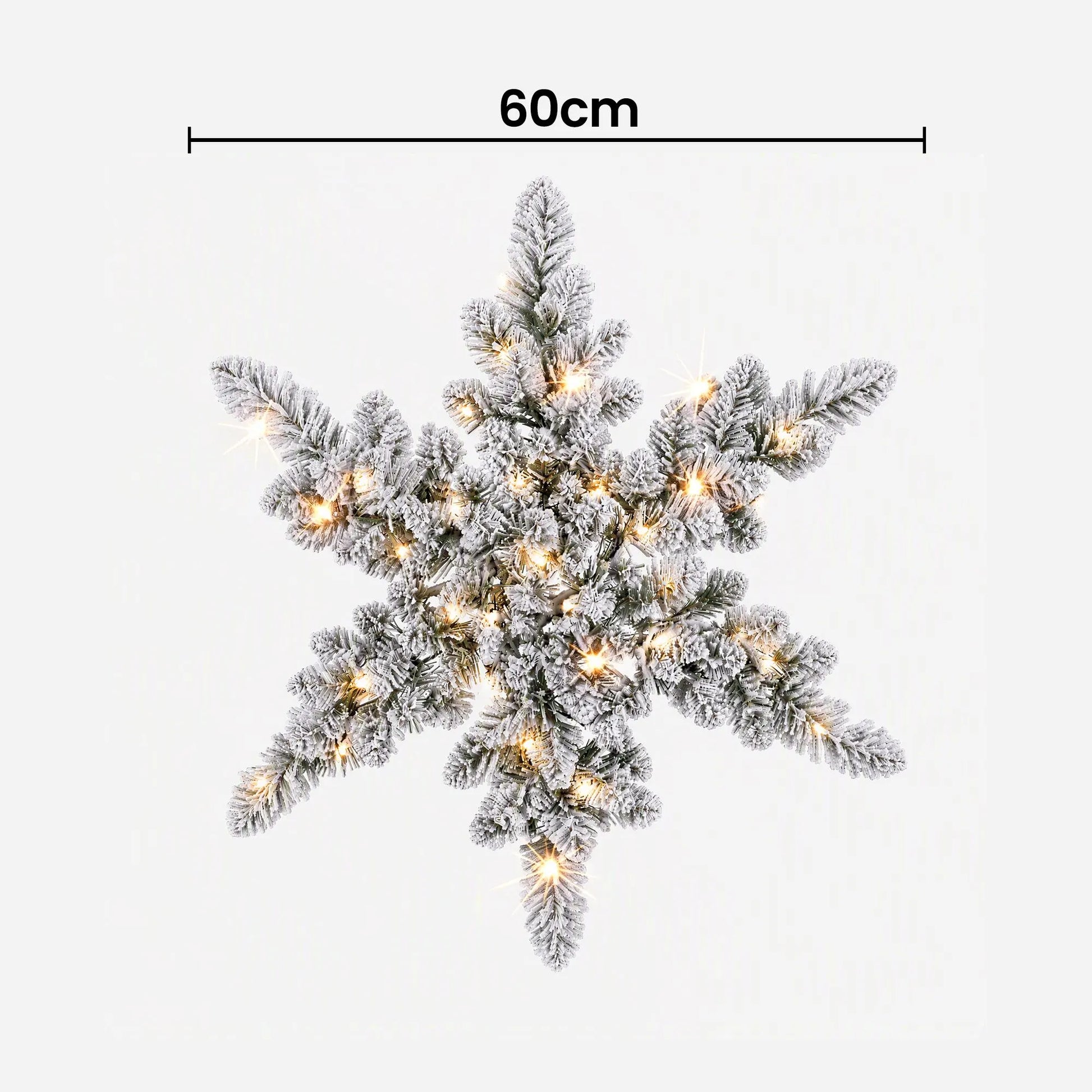 Jingle Jollys 60cm Flocked Snowflake Christmas Wreath Garland Pre-Lit 40 LED Light Decor - Image 2