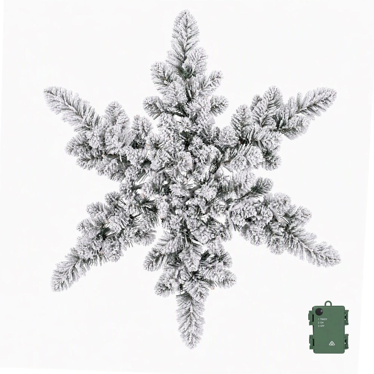 Jingle Jollys 60cm Flocked Snowflake Christmas Wreath Garland Pre-Lit 40 LED Light Decor - Image 3