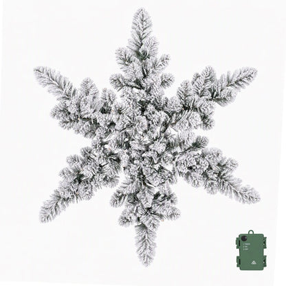 Jingle Jollys 60cm Flocked Snowflake Christmas Wreath Garland Pre-Lit 40 LED Light Decor - Image 3