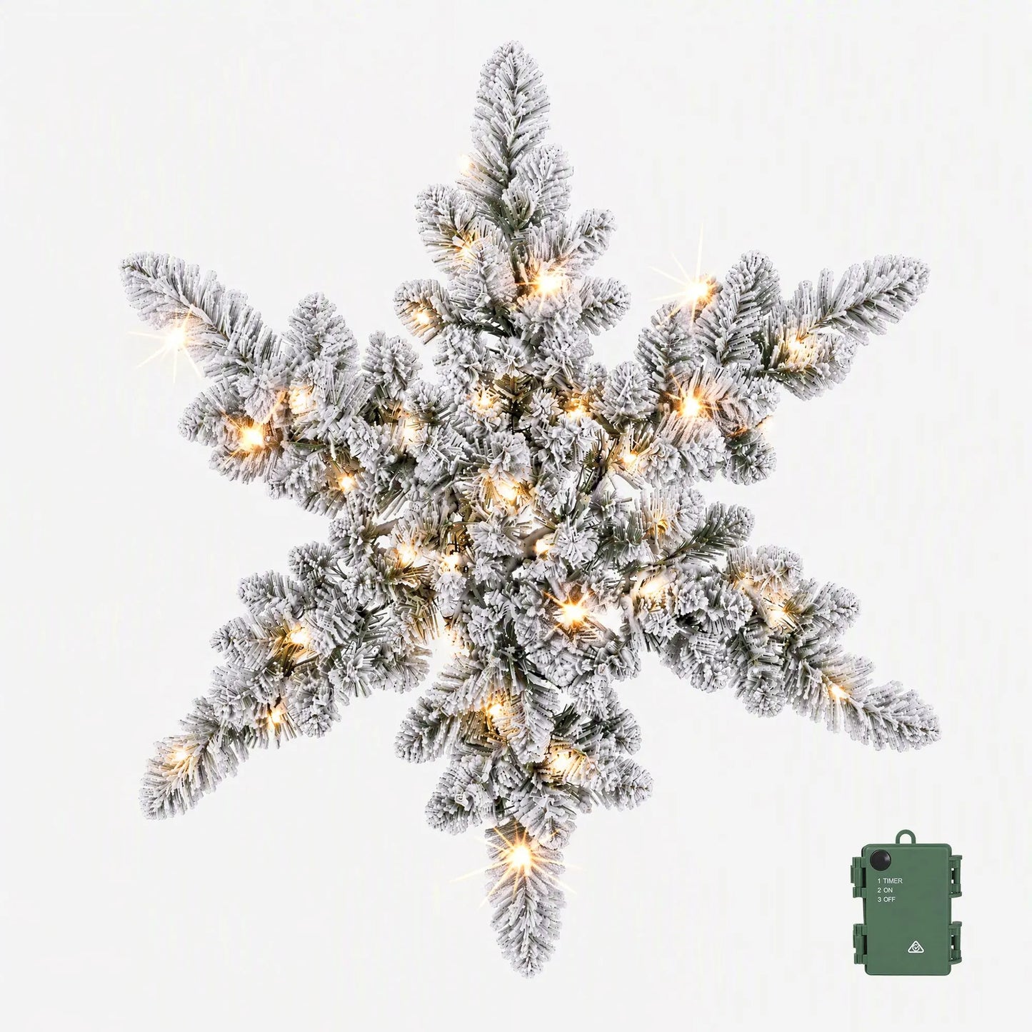 Jingle Jollys 60cm Flocked Snowflake Christmas Wreath Garland Pre-Lit 40 LED Light Decor - Image 4