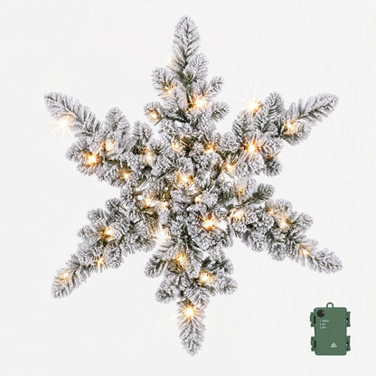 Jingle Jollys 60cm Flocked Snowflake Christmas Wreath Garland Pre-Lit 40 LED Light Decor - Image 4