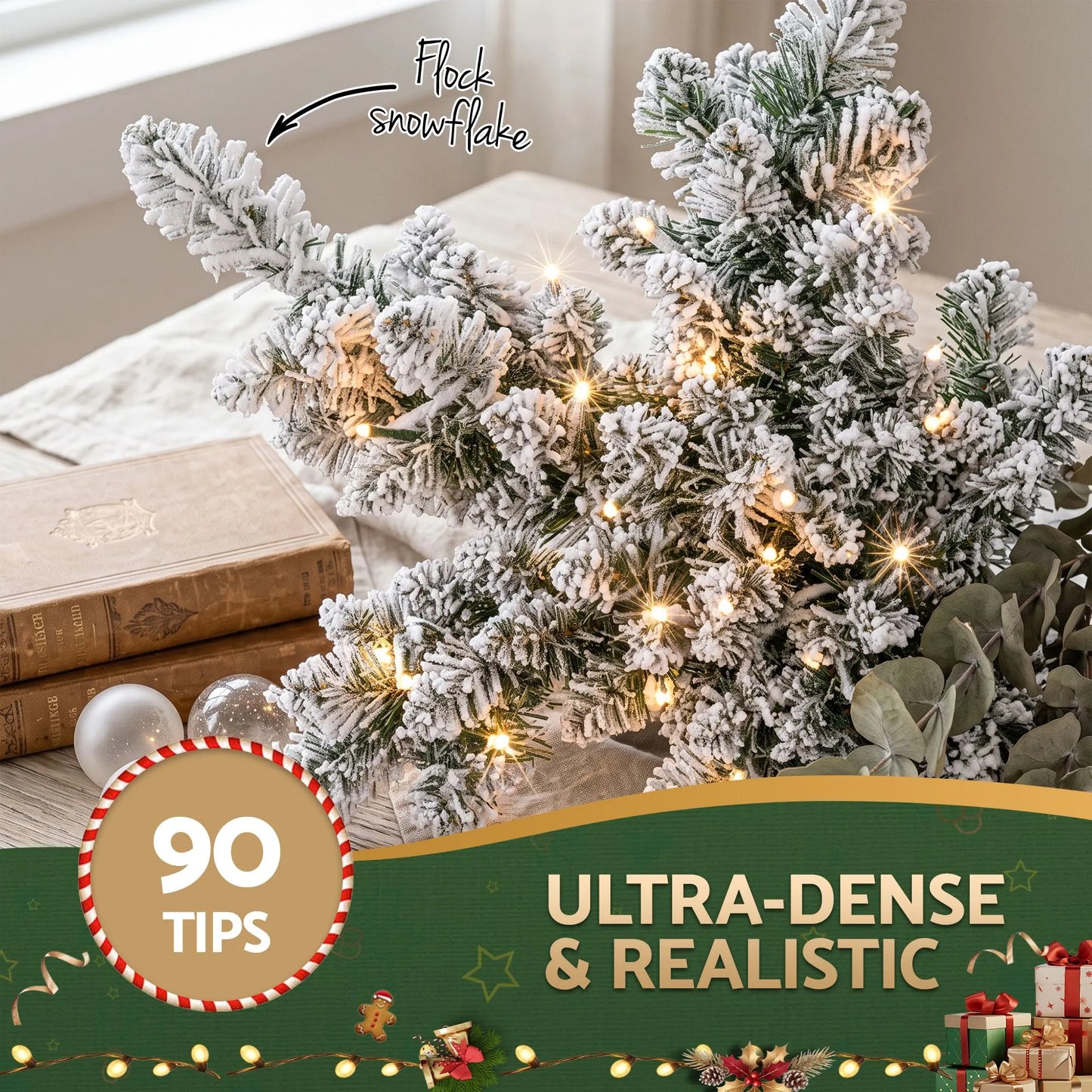 Jingle Jollys 60cm Flocked Snowflake Christmas Wreath Garland Pre-Lit 40 LED Light Decor - Image 7