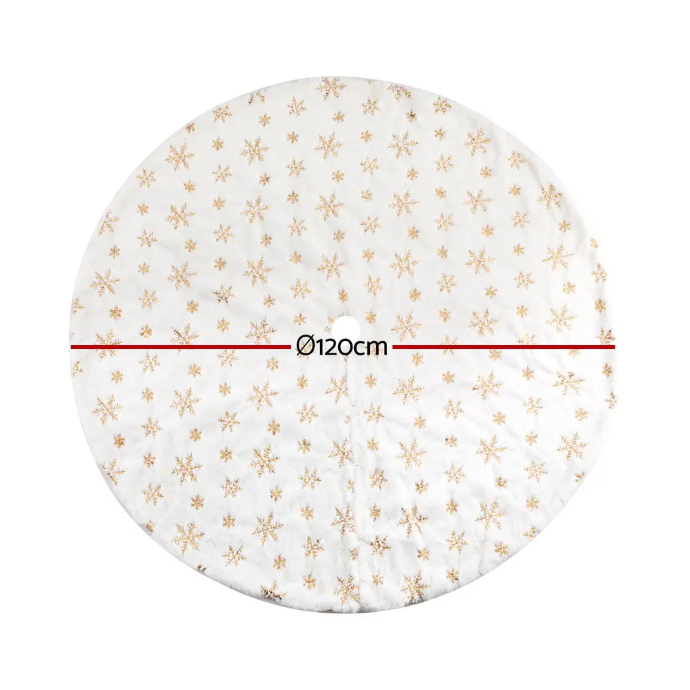 Jingle Jollys Christmas Tree Skirt 120cm Snowflake Ornaments Xmas Decorations - Image 2