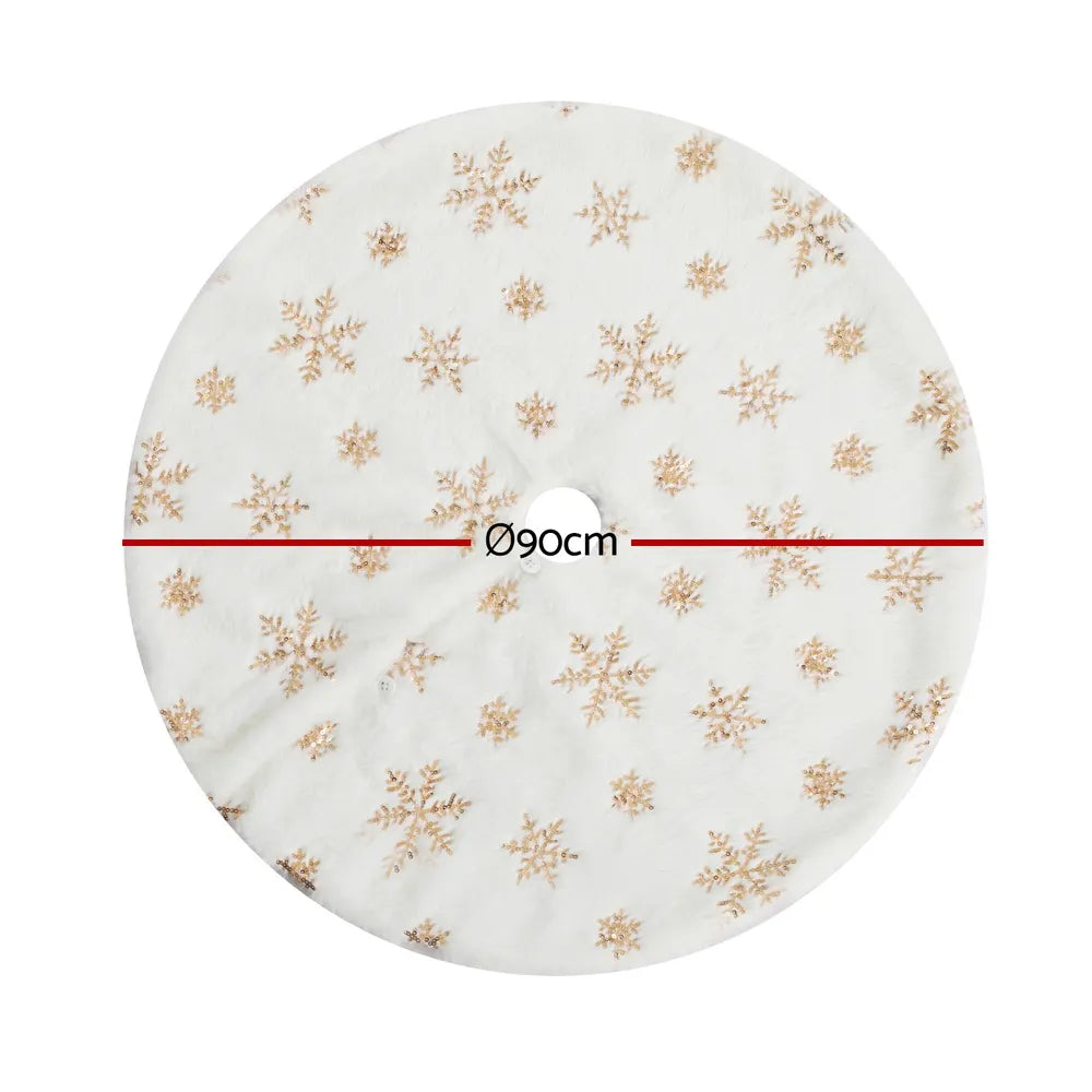 Jingle Jollys Christmas Tree Skirt 90cm Snowflake Ornaments Xmas Decorations - Image 2