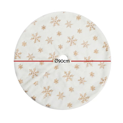 Jingle Jollys Christmas Tree Skirt 90cm Snowflake Ornaments Xmas Decorations - Image 2