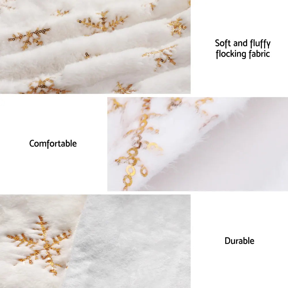 Jingle Jollys Christmas Tree Skirt 90cm Snowflake Ornaments Xmas Decorations - Image 5