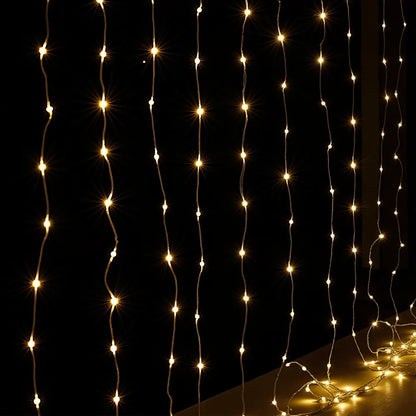 Jingle Jollys 3X3M Christmas Lights Curtain String Light 300 LED Warm White - Image 3