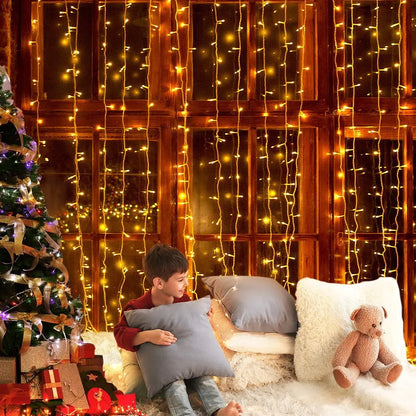 3X6M Christmas Lights Curtain Light Warm White 600 LED Jingle Jollys