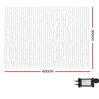 Jingle Jollys 6x3m Christmas Curtain Lights 960 LED RGB Remote Hanging Fairy Backdrop - Image 2