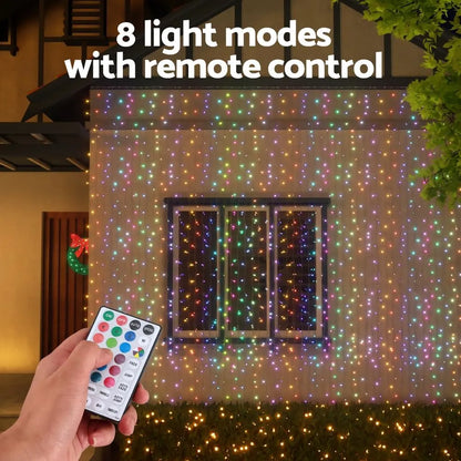Jingle Jollys 6x3m Christmas Curtain Lights 960 LED RGB Remote Hanging Fairy Backdrop - Image 5