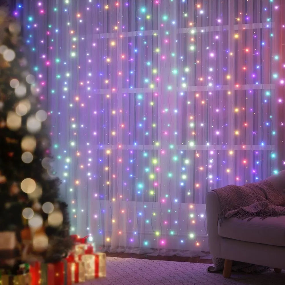 Jingle Jollys 6x3m Christmas Curtain Lights 960 LED RGB Remote Hanging Fairy Backdrop - Image 7