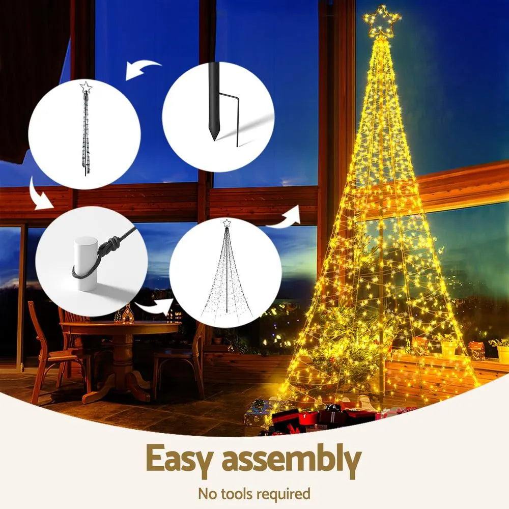 Jingle Jollys Solar Christmas Tree 3.6m 800 LED Net Lights Xmas Trees Decoration - Image 8