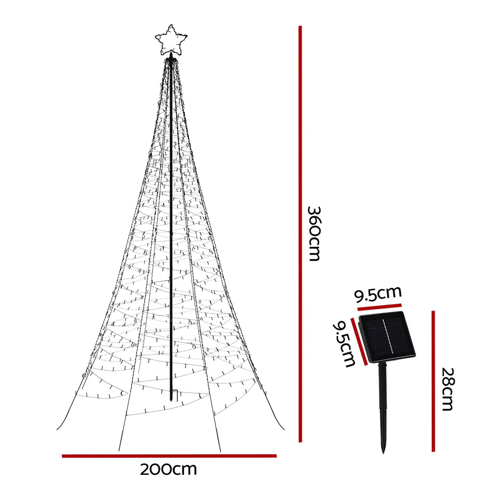 Jingle Jollys Solar Christmas Tree 3.6m 800 LED Net Lights Xmas Trees Decoration - Image 2