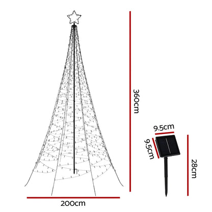 Jingle Jollys Solar Christmas Tree 3.6m 800 LED Net Lights Xmas Trees Decoration - Image 2
