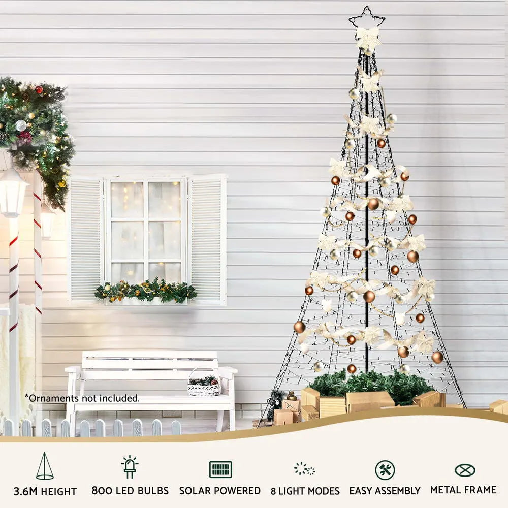 Jingle Jollys Solar Christmas Tree 3.6m 800 LED Net Lights Xmas Trees Decoration - Image 4
