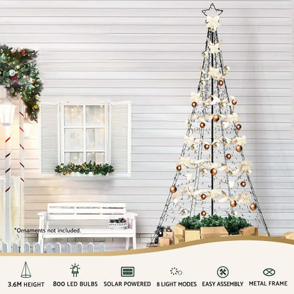 Jingle Jollys Solar Christmas Tree 3.6m 800 LED Net Lights Xmas Trees Decoration - Image 4