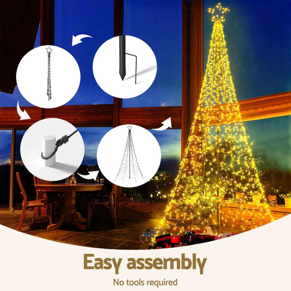 Jingle Jollys Solar Christmas Tree 3.6m 800 LED Net Lights Xmas Trees Decoration - Image 6