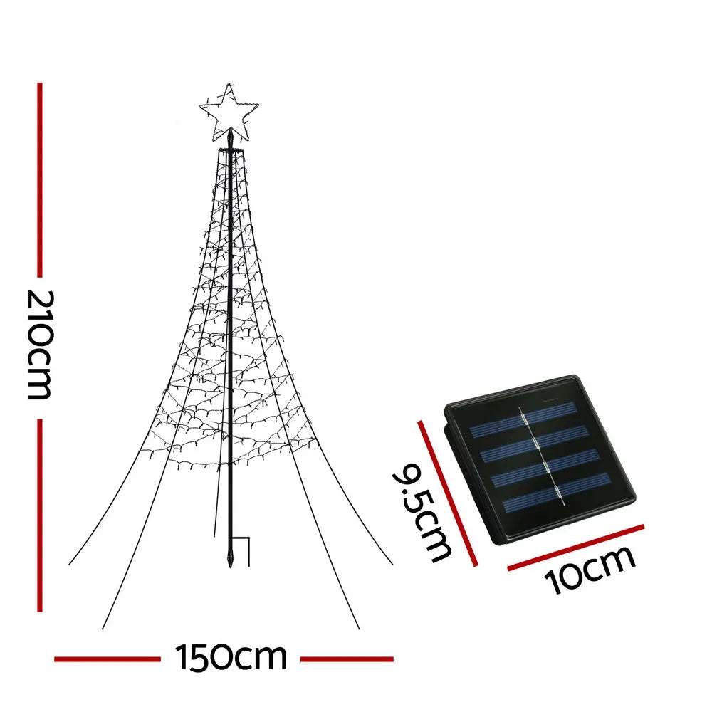 Jingle Jollys Solar Christmas Tree 2.1m 320 LED Net Lights Xmas Trees Decoration - Image 2