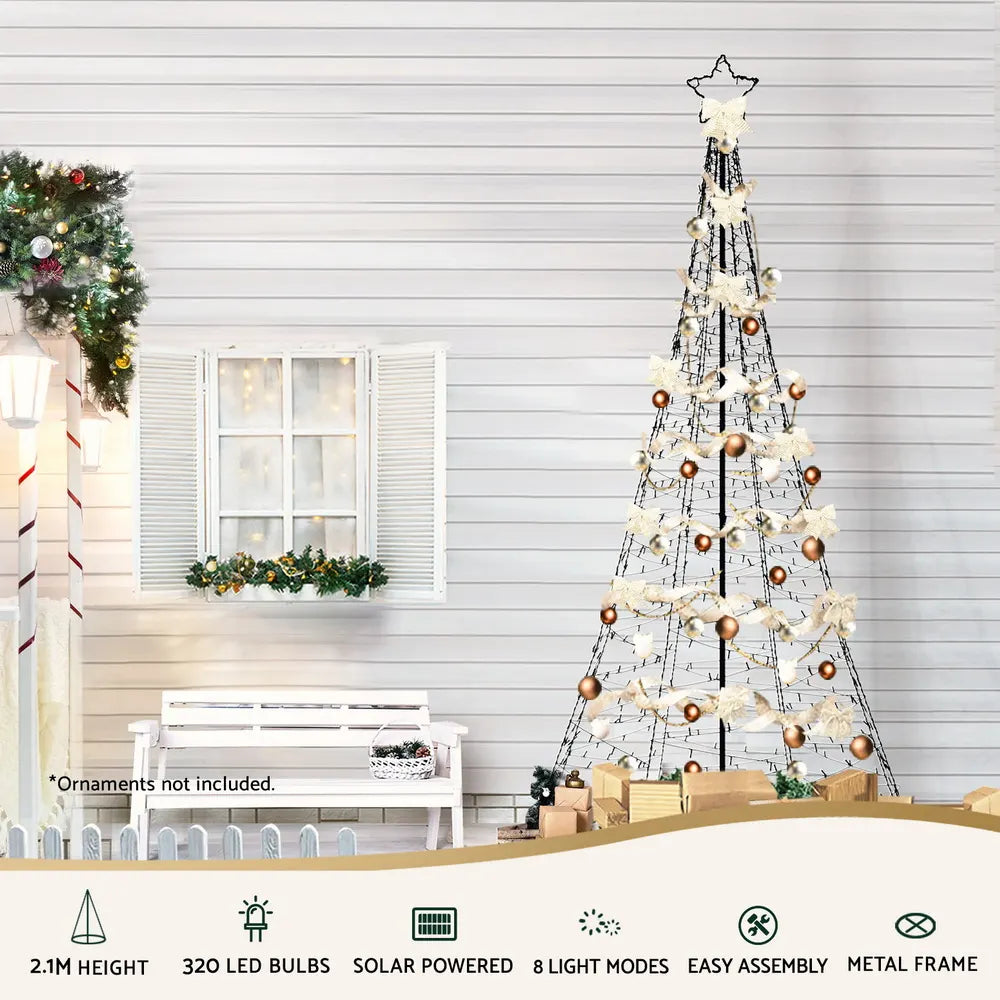 Jingle Jollys Solar Christmas Tree 2.1m 320 LED Net Lights Xmas Trees Decoration - Image 4