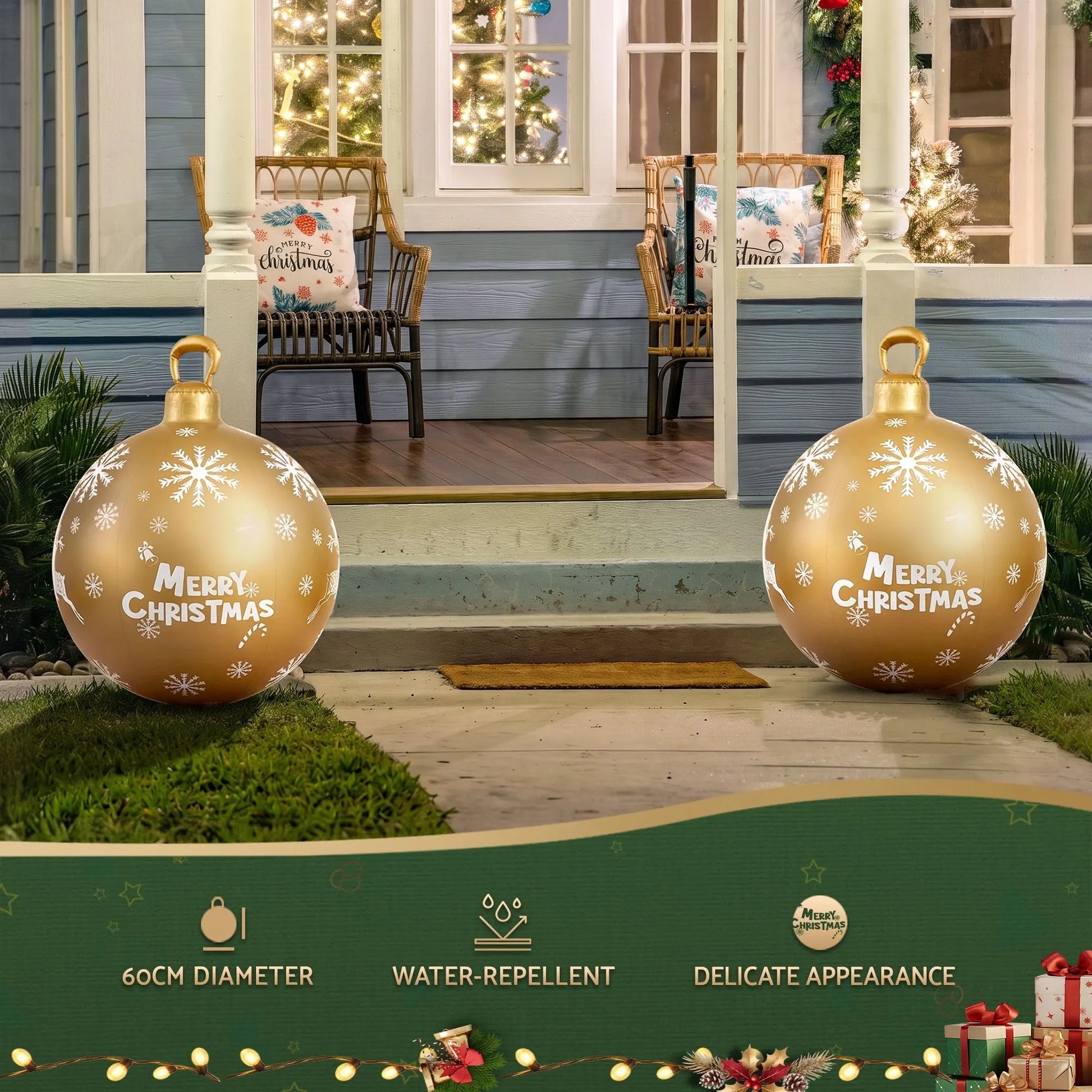 Jingle Jollys Christmas Inflatable Ball Bauble 60cm Outdoor Decoration Gold - Image 4