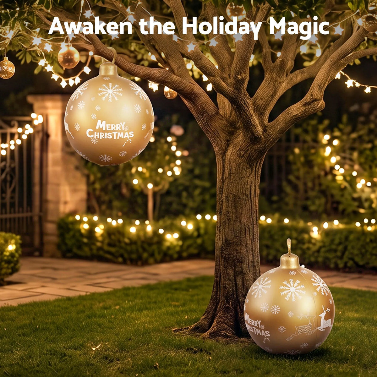 Jingle Jollys Christmas Inflatable Ball Bauble 60cm Outdoor Decoration Gold - Image 6