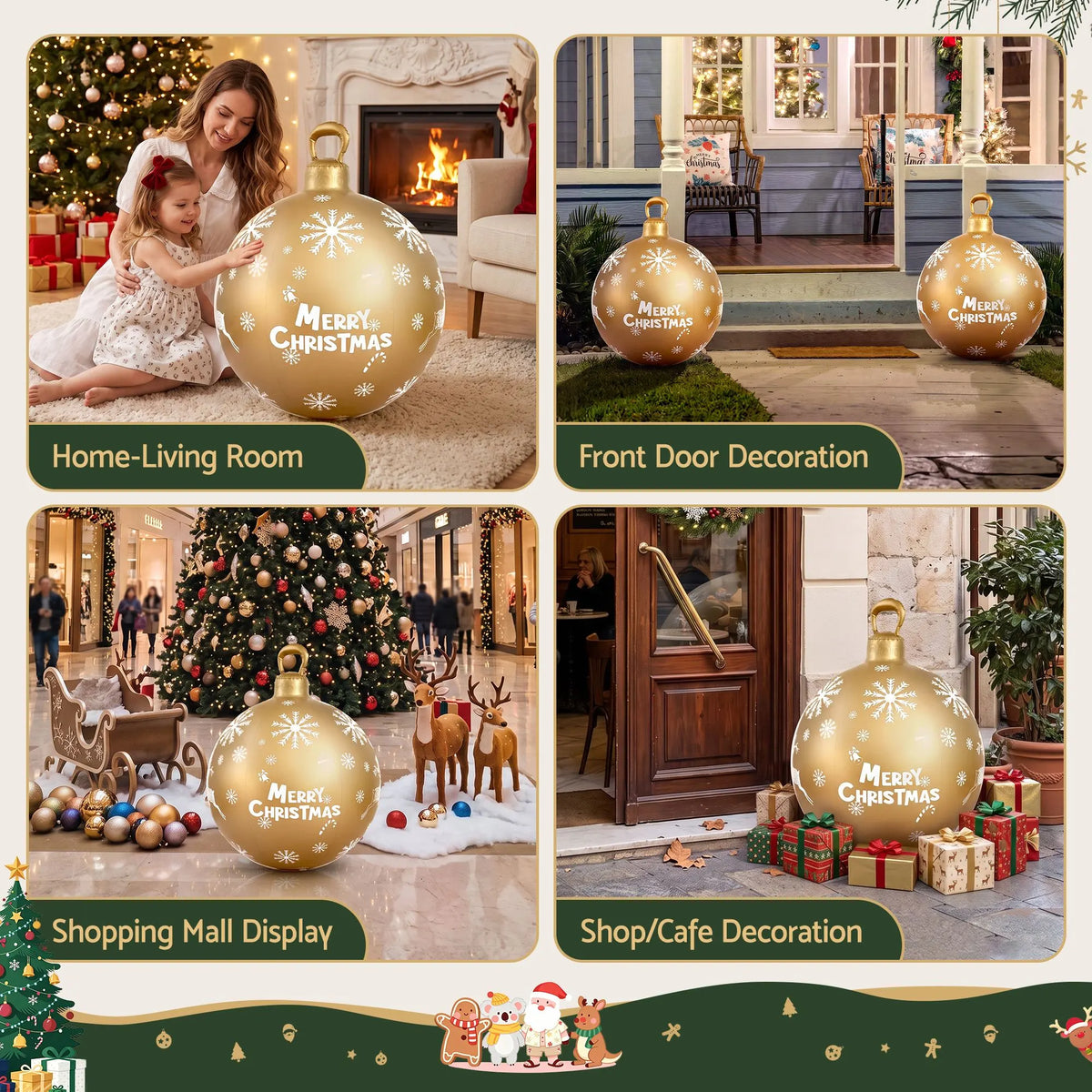Jingle Jollys Christmas Inflatable Ball Bauble 60cm Outdoor Decoration Gold - Image 7