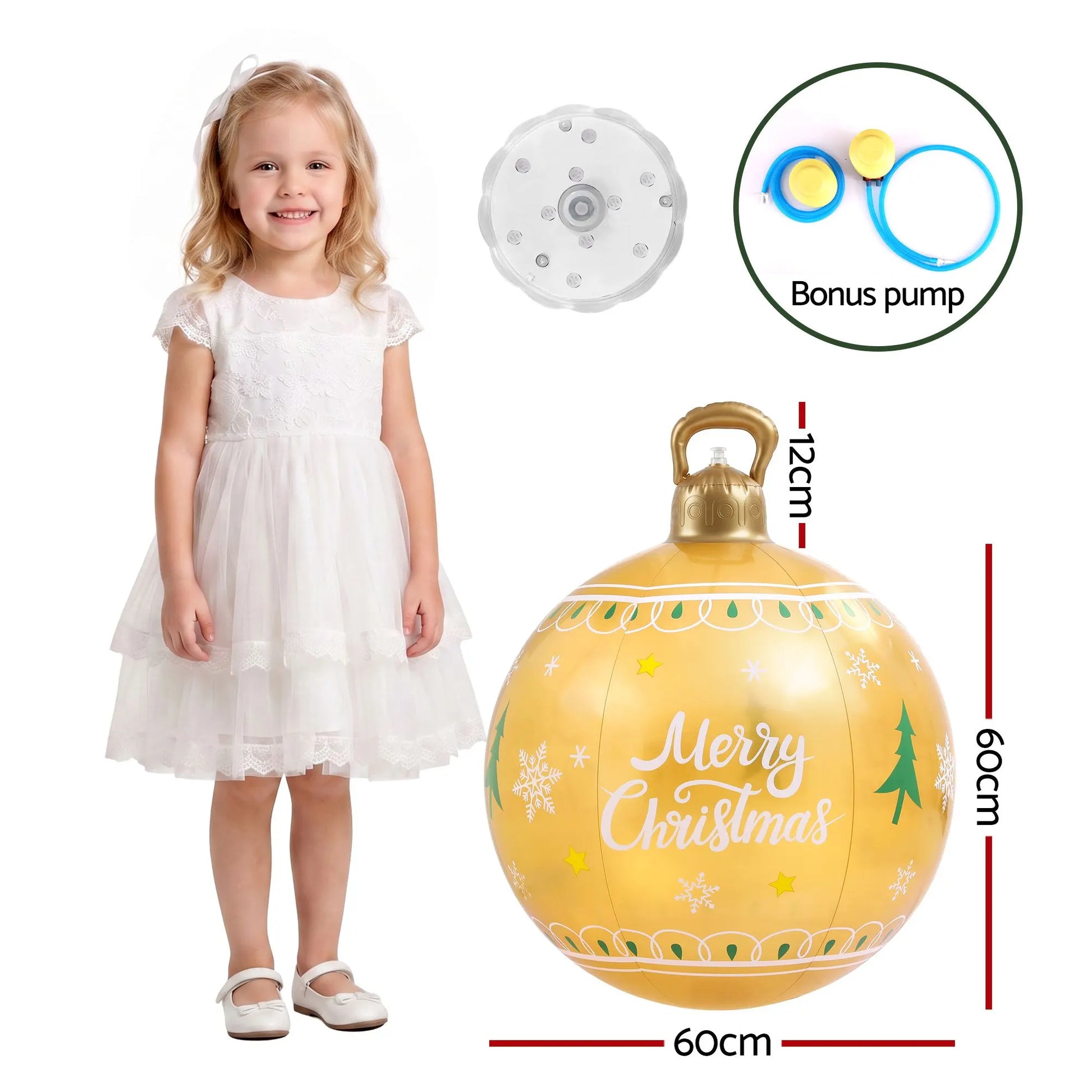 Jingle Jollys Christmas Inflatable Ball 60cm Led Illuminated Xmas Decoration - Image 2