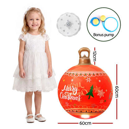 Jingle Jollys Christmas Inflatable Ball 60cm Led Illuminated Xmas Decoration Red - Image 2